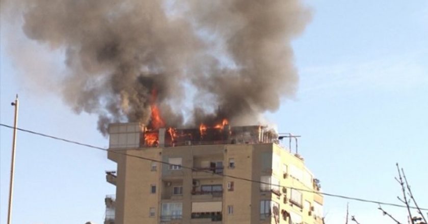 zjarr, pallat në Tiranë