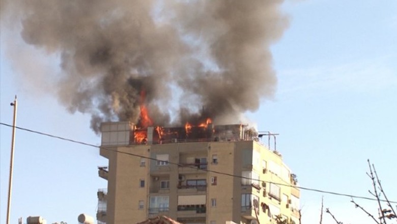 zjarr, pallat në Tiranë