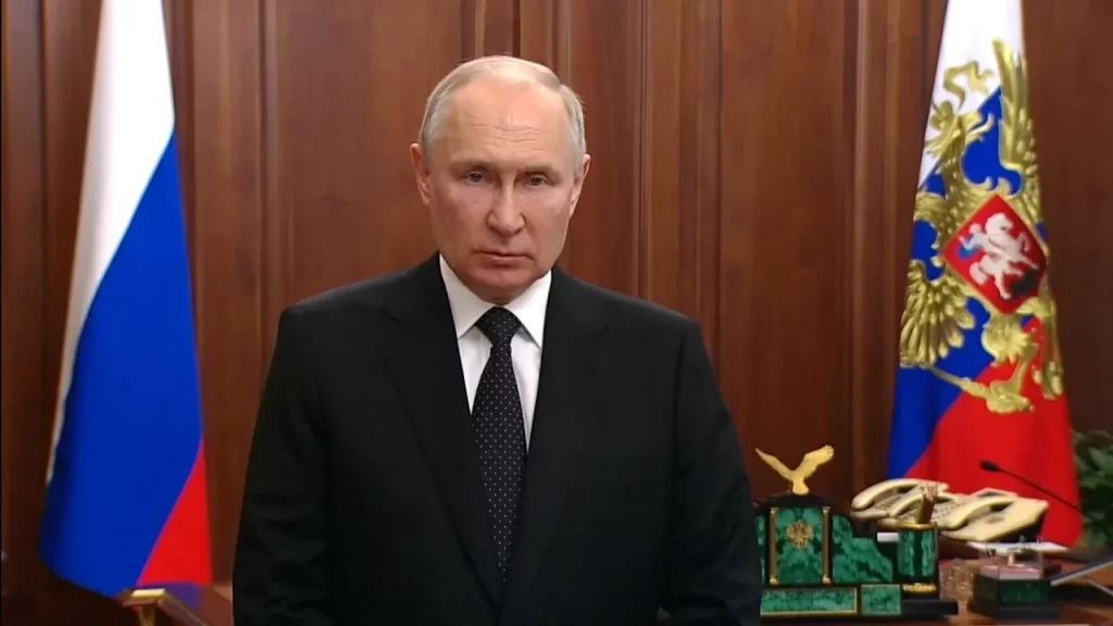 Putin gjatë deklaratës ku e quan kryengritjen e Wagner nje thike pas shpine