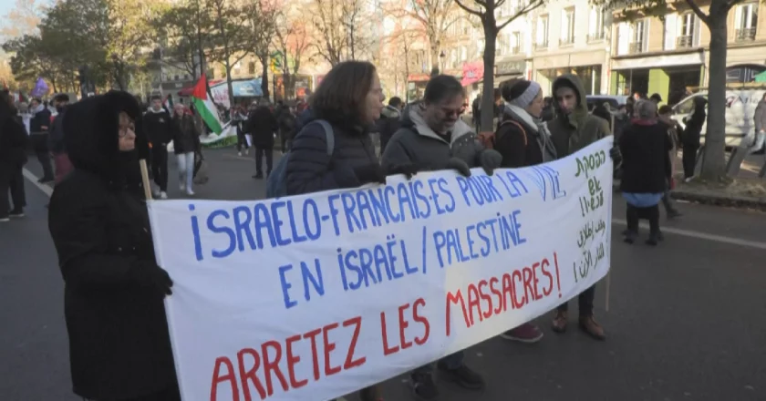 Mijëra njerëz marshojnë në Paris në mbështetje të palestinezëve, kundër luftës në Gaza