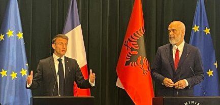 Presidenti i Francës, Emanuel Makron dhe kryeministri i Shqiperisë Edi Rama në konferencë, Tetor 2023